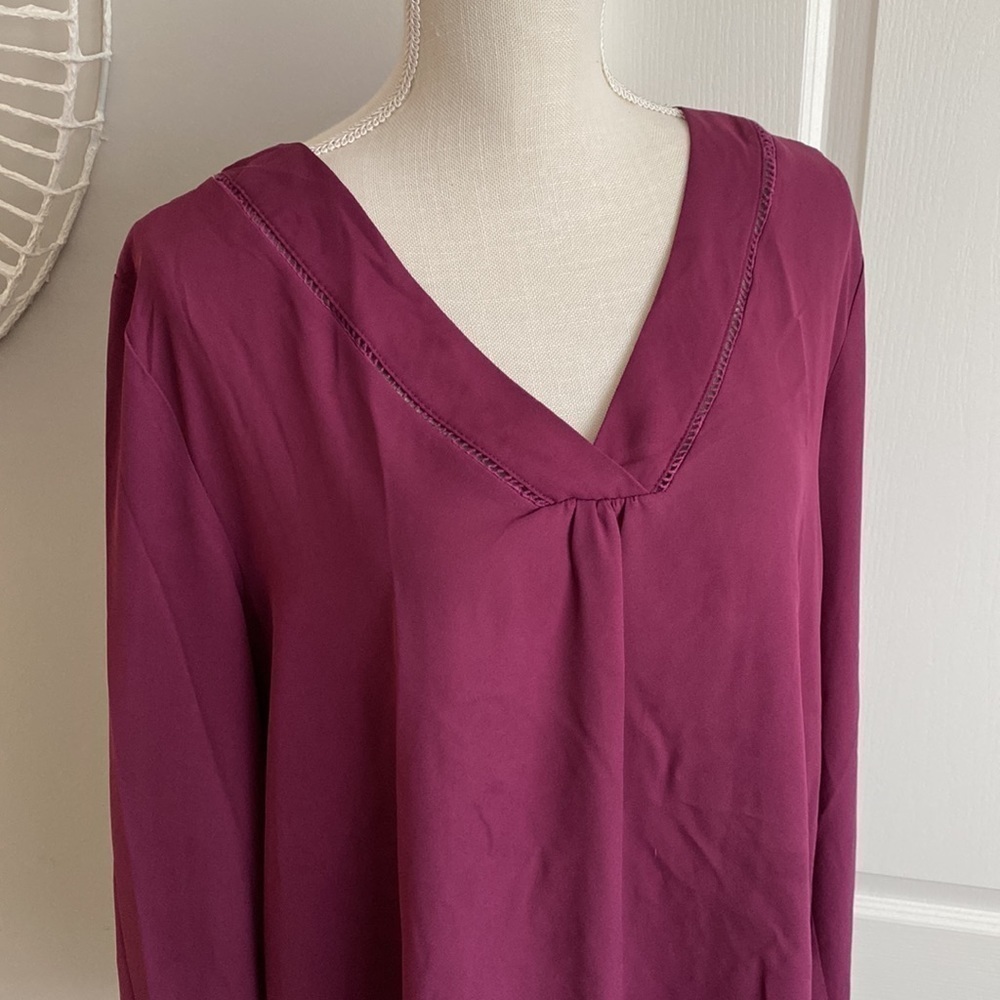 Ricki's - Pretty Plum Purple V-Neck Blouse - Picture 5 of 8